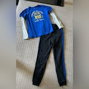 Tea Collection Black Joggers with Blue Stripe